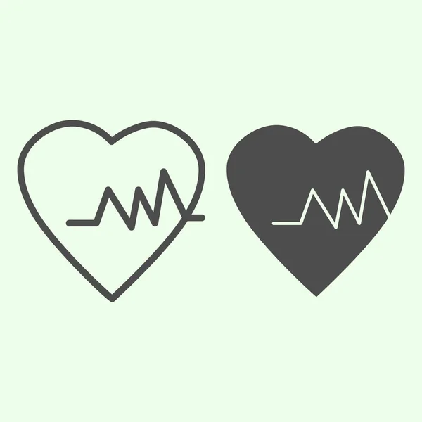 Health heart line and solid icon. Heartbeat cardiogram and rate outline style pictogram on white background. Life trace, medicine and pulse signs for mobile concept and web design. Vector graphics. — Stock Vector