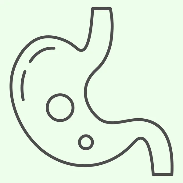 胃细线图标.具有气泡的人体器官胃在白色背景上勾勒出样式象形文字.移动概念和网页设计的科学和解剖学标志。矢量图形. — 图库矢量图片