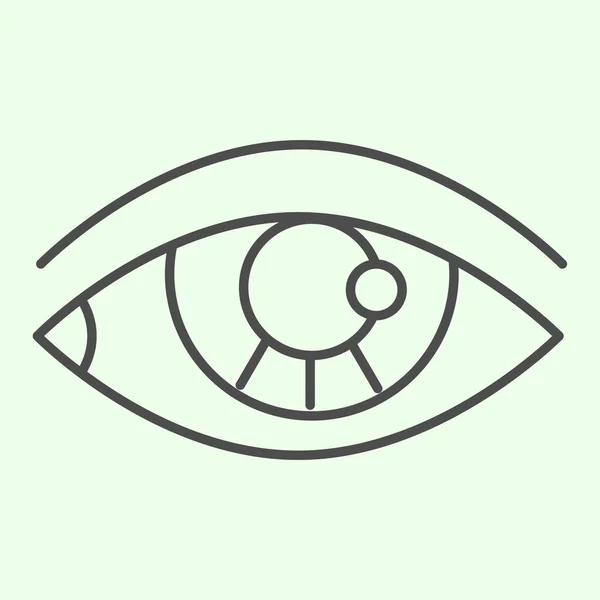 İnsan gözü ince çizgi ikonu. Ayrıntılı insan gözbebeği organı çizimi beyaz arka planda resim çizimi. Mobil konsept ve web tasarımı için anatomi ve organlar işaretleri. Vektör grafikleri. — Stok Vektör