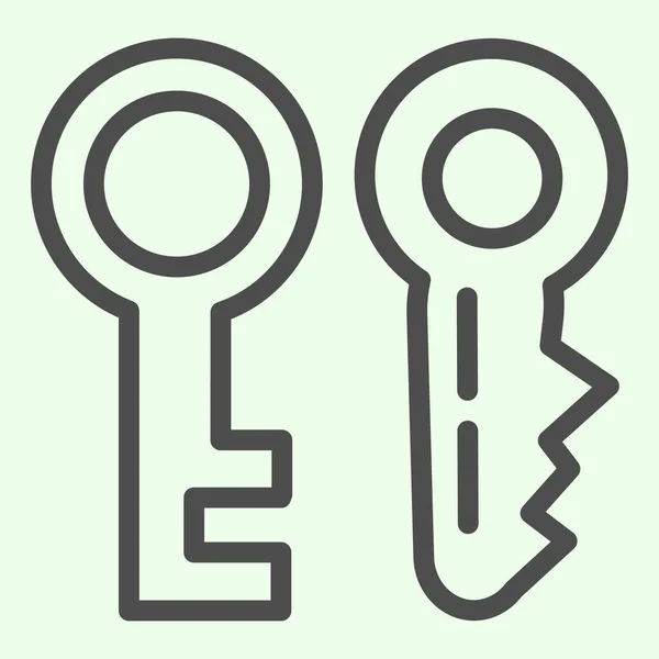 Key line icon. Two house door keys symbol outline style pictogram on white background. Real estate and construction signs for mobile concept and web design. Vector graphics. — Stock Vector