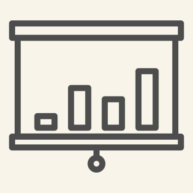 Tanıtım panosu çizgisi simgesi. Tahta sunum vektör illüstrasyonu beyaz üzerine izole edildi. Çizelge tasarımı, web ve uygulama için tasarlandı. Eps 10.