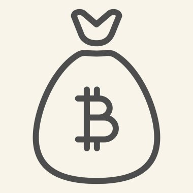 Bitcoin çanta hattı simgesi. Kripto para birikimi vektör çizimi beyaza izole edildi. Şifreli para çantası tasarımı, web ve uygulama için tasarlanmış. Eps 10.