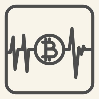 Nabız bitcoin çizgisi simgesi. Kripto para birimi şeması vektör çizimi beyaza izole edildi. Bitcoin grafik tasarımı, web ve uygulama için tasarlandı. Eps 10.