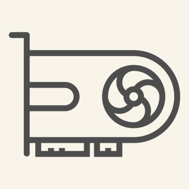 Video kartı çizgisi simgesi. Gpu vektör illüstrasyonu beyazda izole edildi. Bilgisayar grafik tasarımı, web ve uygulama için tasarlanmış. Eps 10.
