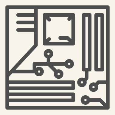 İşlemci çizgisi simgesi. Beyaz üzerinde izole edilmiş mikro işlemci vektör çizimi. Çevre çizgisi tasarımı, web ve uygulama için tasarlandı. Eps 10.