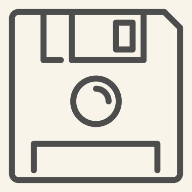Satır simgesini kaydet. Beyaz üzerine izole edilmiş vektör illüstrasyonu disketi. Disket ana hatları tasarımı, web ve uygulama için tasarlandı. Eps 10.