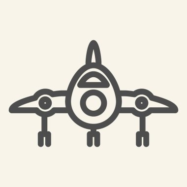 Jet savaş uçağı ön görüş simgesi. Uçak vektör çizimi beyaza izole edildi. Hava taşımacılığı tasarımı, web ve uygulama için tasarlandı. Eps 10.