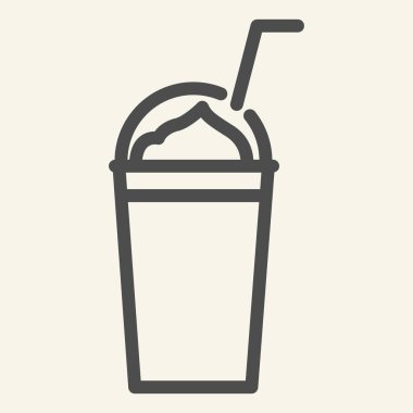 Milkshake çizgisi simgesi. Smoothie vektör çizimi beyaza izole edildi. Fincanın tasarımı, web ve uygulama için tasarlandı. Eps 10.