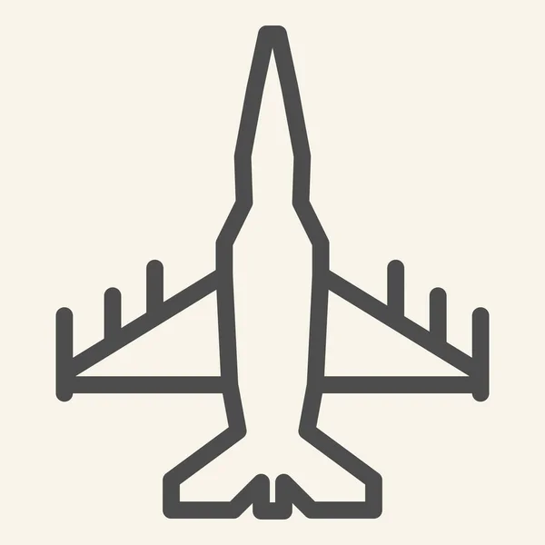 Fighter aircraft line icon. Military airplane vector illustration isolated on white. Aviation outline style design, designed for web and app. Eps 10. — Stock Vector