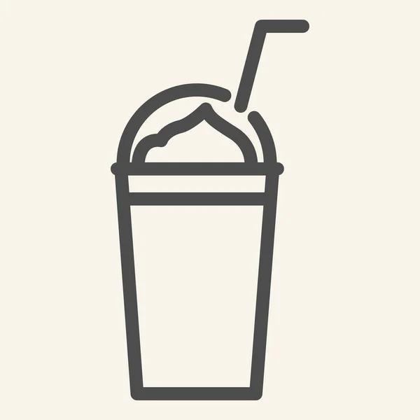 Milkshake line icon. Smoothie vector illustration isolated on white. Take away cup outline style design, designed for web and app. Eps 10. — Stock Vector
