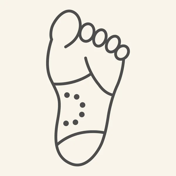 Feet pain thin line icon. Gout outline style pictogram on white background. Seek heel with ulcers for mobile concept and web design. Vector graphics. — Stock Vector