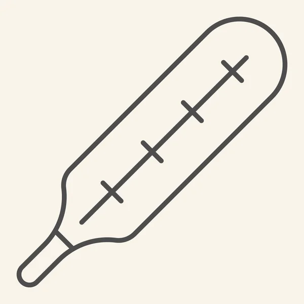 Thermometer thin line icon. Medical equipment outline style pictogram on white background. Instrument for measuring and indicating temperature for mobile concept and web design. Vector graphics. — Stock Vector