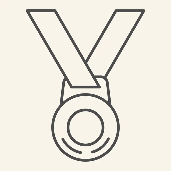 Βραβείο λεπτή γραμμή εικονίδιο. Αθλητισμός νικητής μετάλλιο περίγραμμα στυλ εικονόγραμμα σε μπεζ φόντο. Πρωταθλητής μετάλλιο για την έννοια του κινητού και web design. Διανυσματικά γραφικά. — Διανυσματικό Αρχείο