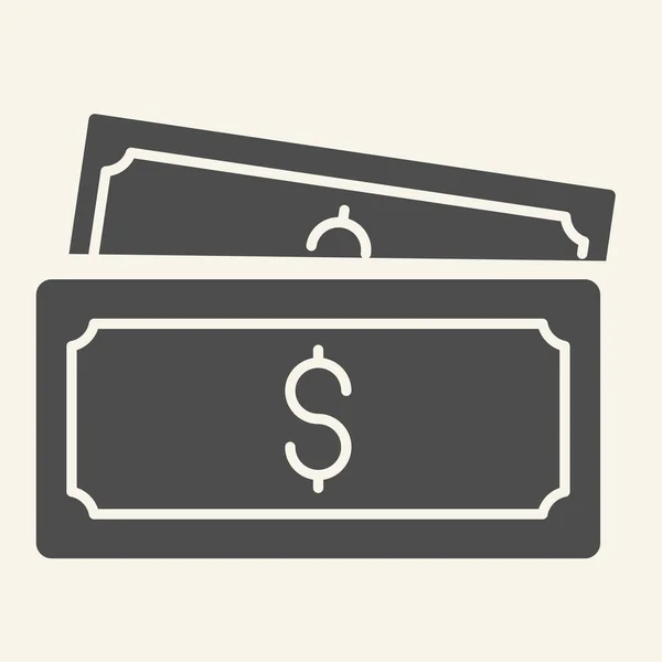Στερεό εικονίδιο τραπεζογραμματίων. Εικόνα διανύσματος νομίσματος που απομονώνεται στο λευκό. Χρήματα glyph στυλ σχεδιασμού, σχεδιασμένο για web και app. Eps 10. — Διανυσματικό Αρχείο