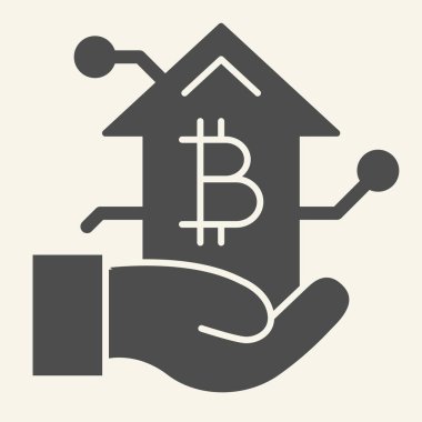 Elinde sağlam bir simge olan bitcoin büyüme grafiği. Beyaz üzerine izole edilmiş kripto para birimi grafik vektör illüstrasyonlu kol. Şifreli para artışı kabartma stili tasarımı, web ve uygulama için tasarlandı. Eps 10.