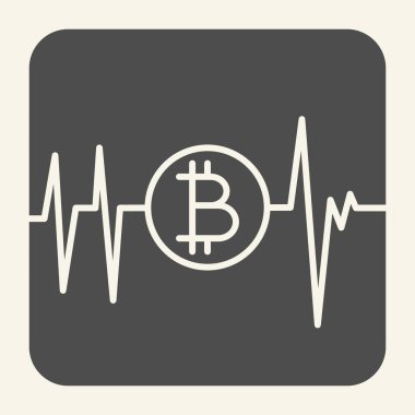 Nabız bitcoin katı simgesi. Kripto para birimi şeması vektör çizimi beyaza izole edildi. Bitcoin grafik kabartma tasarımı, web ve uygulama için tasarlandı. Eps 10.