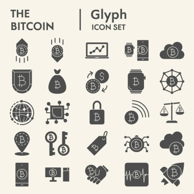 Bitcoin sembol seti, kripto sembolleri koleksiyonu, vektör çizimleri, logo illüstrasyonları, dijital para birimi işaretleri beyaz arkaplanda izole edilmiş katı pictogram paketleri, ep 10.