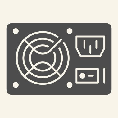 PC donanım elemanı simgesi. Kesintisiz güç kaynağı vektör çizimi beyaza izole edildi. Voltaj kabartma tasarımı, web ve uygulama için tasarlanmış. Eps 10.