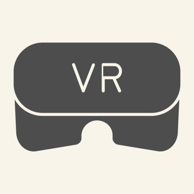 Sanal gerçeklik başlığı katı simgesi. VR gözlük çizimi beyaza izole edildi. Oyun teknolojisi kabartma tasarımı, web ve uygulama için tasarlandı. Eps 10.