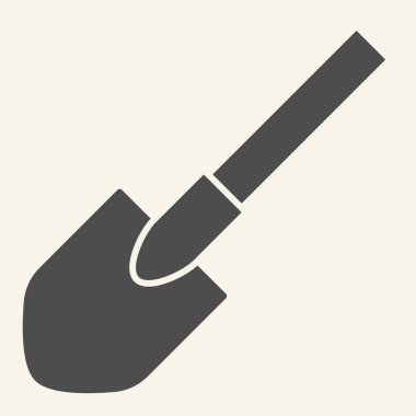 Katı bir simgeyi kürekle. Araç vektör illüstrasyonu beyaza izole edildi. Ağ ve uygulama için tasarlanmış ekipman kabartma tasarımı. Eps 10.