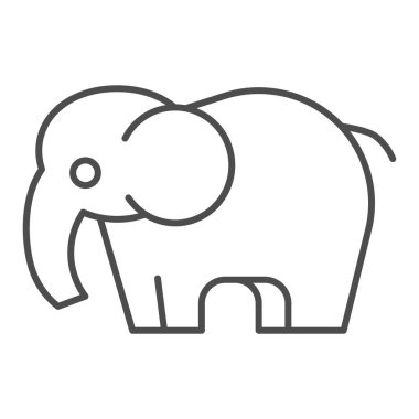 Fil ince çizgi ikonu. Safari yapan basit bir hayvan silueti. Hayvanlar için vektör tasarımı konsepti, beyaz arka planda taslak biçim piktogramı, web ve uygulama için kullanım. Eps 10.