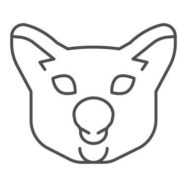 Koala başı ince çizgi ikonu. Şirin, basit bir hayvan yüzü silueti. Hayvanlar için vektör tasarımı konsepti, beyaz arka planda taslak biçim piktogramı, web ve uygulama için kullanım. Eps 10.