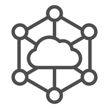 Veri bulut çizgisi simgesi. Bilgisayar depolama vektör illüstrasyonu beyazda izole edildi. Web ve uygulama için tasarlanmış Datacenter ana hatlı tasarım. Eps 10.