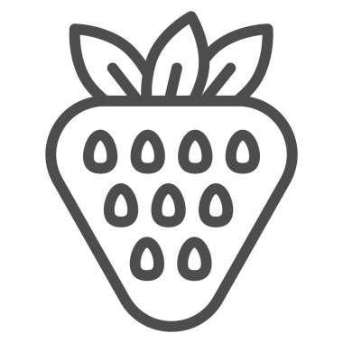 Çilek çizgisi ikonu. Vitamin vektör illüstrasyonu beyaza izole edildi. Sağlıklı gıda tasarımı, web ve uygulama için tasarlanmış. Eps 10.