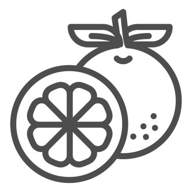 Turuncu çizgi ikonu. Taze meyve vektör çizimi beyaza izole edildi. Sağlıklı vitamin tasarımı, web ve uygulama için tasarlanmış. Eps 10.