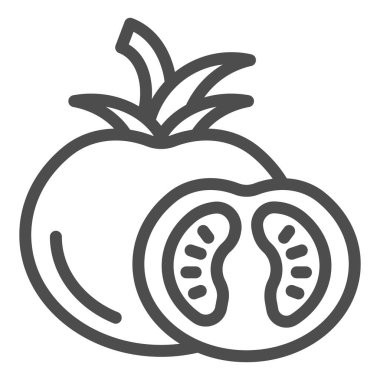 Domates çizgisi simgesi. Doğal sebze çizimi beyaza izole edilmiş. Vitamin gıda tasarımı, web ve uygulama için tasarlanmış. Eps 10.