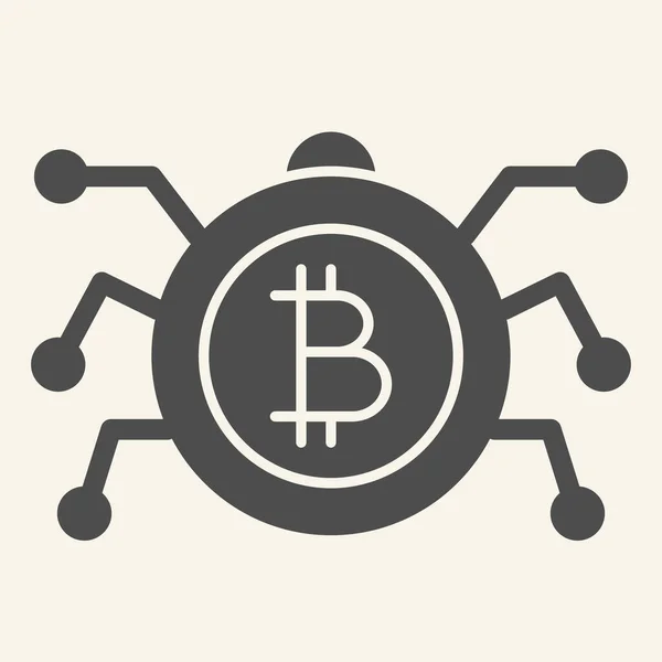 Bitcoin microchip solid icon. Crypto chip vector illustration isolated on white. Cryptocurrency cpu glyph style design, designed for web and app. Eps 10. — Stock Vector