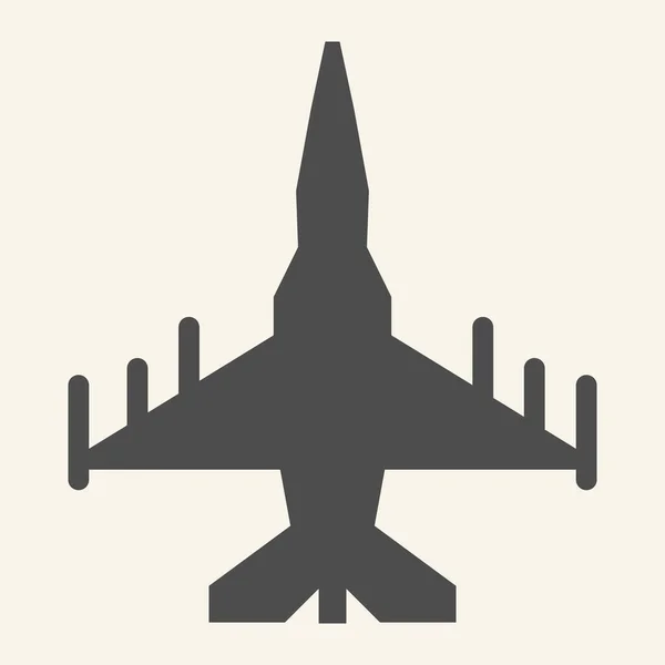 Fighter aircraft solid icon. Military airplane vector illustration isolated on white. Aviation glyph style design, designed for web and app. Eps 10. — Stock Vector