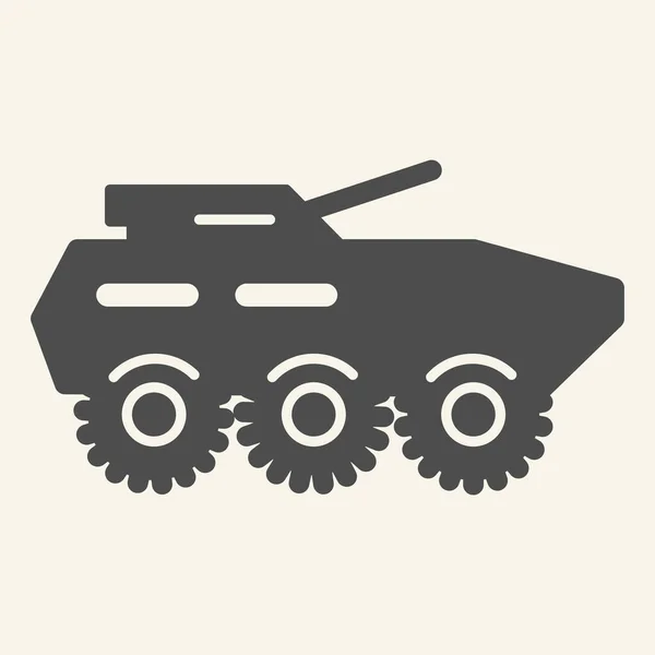 Θωρακισμένη εικόνα μεταφοράς στρατευμάτων. Θωρακισμένο όχημα διανυσματική απεικόνιση απομονώνονται σε λευκό. Σχεδιασμό πυροβολικού glyph στυλ, σχεδιασμένο για web και app. Eps 10. — Διανυσματικό Αρχείο
