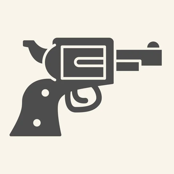 Ícone sólido da pistola. Ilustração vetorial de revólver isolada sobre branco. Gun design estilo glifo, projetado para web e app. Eps 10 . — Vetor de Stock