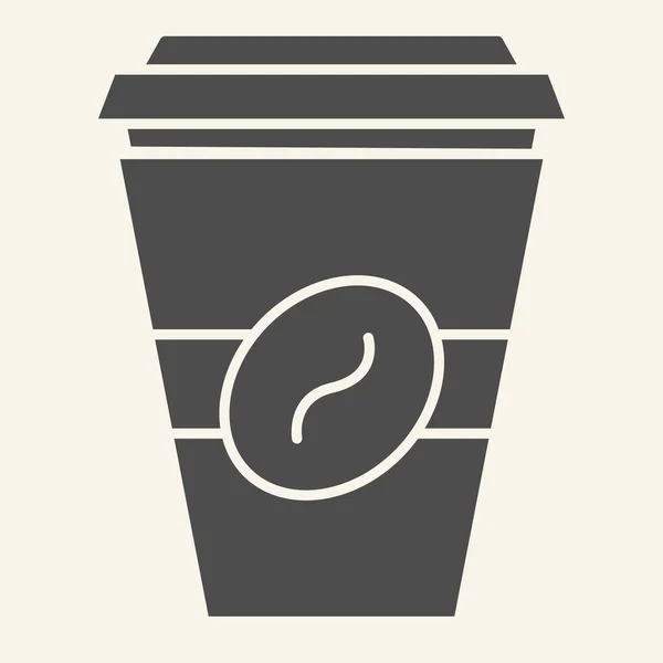 Caffè per andare icona solida. Illustrazione vettoriale monouso tazza isolata su bianco. Design in stile glifo da asporto per caffè, progettato per web e app. Eps 10 . — Vettoriale Stock