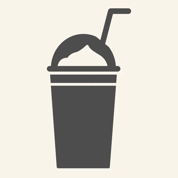 Молочный коктейль прочная икона. Векторная иллюстрация смузи изолирована на белом. Возьмите кубок в стиле глиф, разработанный для веб и приложения. Eps 10 . — стоковый вектор