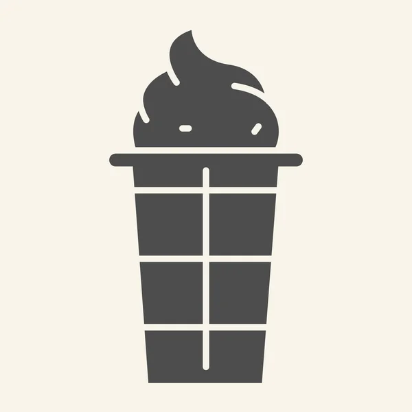 Крепкий значок мороженого. Векторная иллюстрация десерта изолирована на белом. Мороженое с дизайном в стиле вафельного знака, предназначенное для веб и приложений. Eps 10 . — стоковый вектор
