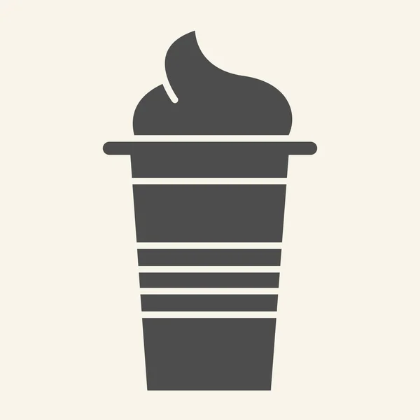 Ícone sólido de vidro de bebida refrescante. Ilustração do vetor Smoothie isolado em branco. Design estilo glifo Milkshake, projetado para web e app. Eps 10 . — Vetor de Stock