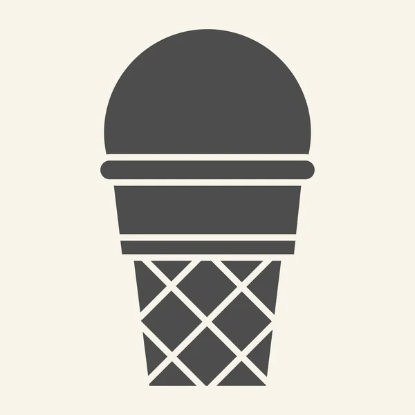 Крепкий значок мороженого. Мороженое в вафельном конусе векторная иллюстрация изолированы на белом. Свитера в стиле глиф, предназначенные для веб и приложений. Eps 10 . — стоковый вектор