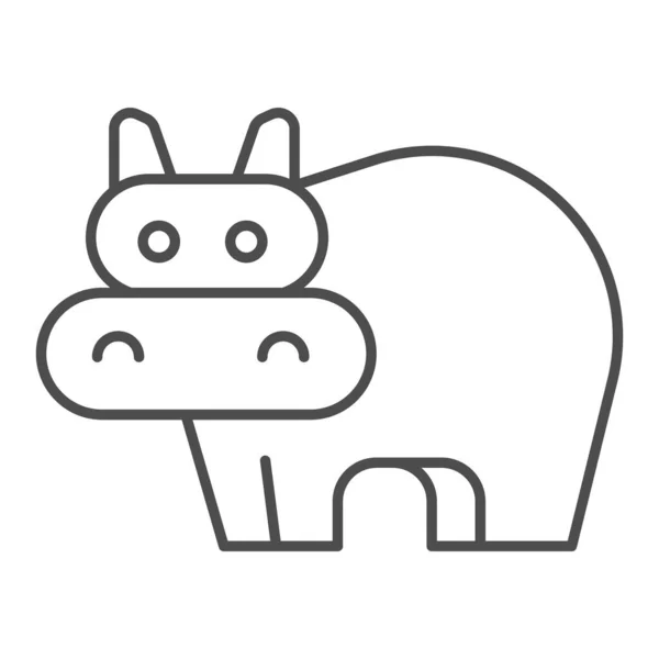 Піктограма тонкої лінії гіпопотама. Милий хіппо, тварина стоїть і дивиться, простий силует. Концепція векторного дизайну тварин, контурна піктограма стилю на білому тлі, використання для веб та додатків. Епс 10 . — стоковий вектор
