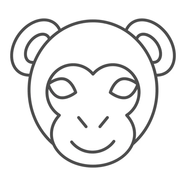 猴头细线图标.微小的脸型符号，小大猩猩或黑猩猩。动物矢量设计的概念,轮廓风格象形文字白色背景,用于网络和应用.Eps 10. — 图库矢量图片