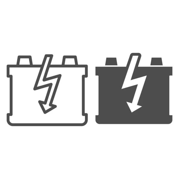 汽车电池线路和字形图标。充电电池矢量说明隔离在白色。积分器轮廓设计,专为网页和应用程序设计.Eps 10. — 图库矢量图片