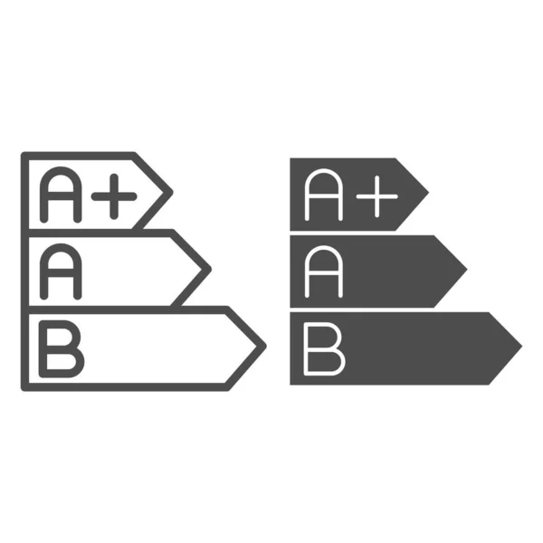 Лінія діаграм енергоефективності та піктограма гліфів. Ілюстрація рейтингу енергоефективності ізольована на білому. Діаграма енергоефективності контурний стиль дизайну, призначений для веб і додатків. Епс 10 . — стоковий вектор