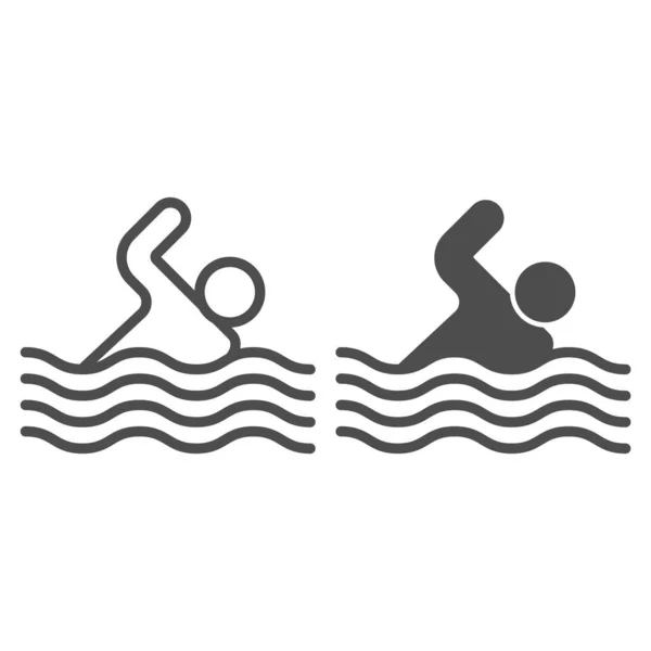 Schwimmleine und Glyphen-Symbol. Schwimmvektordarstellung isoliert auf weiß. Wassersport skizziert Stil-Design, entworfen für Web und App. Eps 10. — Stockvektor