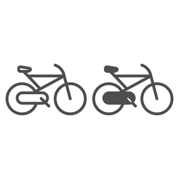 Ligne de vélo et icône de glyphe. Illustration vectorielle de cycle isolée sur blanc. Conception de style de contour d'activité sportive, conçu pour le web et l'application. Eps 10 . — Image vectorielle