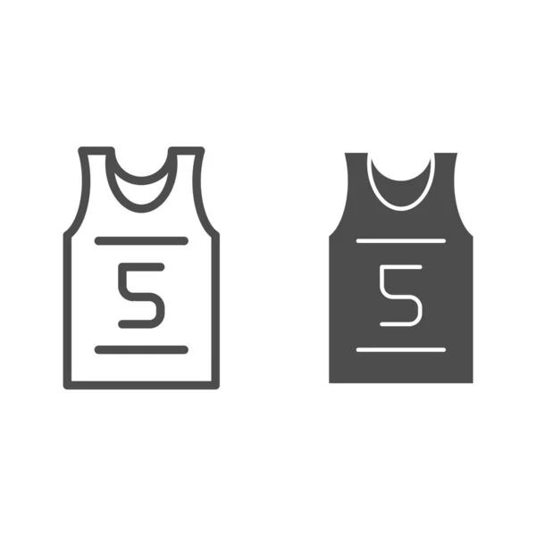 Ligne de tshirt sport et icône de glyphe. Illustration vectorielle de tshirt d'entraînement isolée sur blanc. Conception de style de contour de vêtements de sport, conçu pour le web et l'application. Eps 10 . — Image vectorielle
