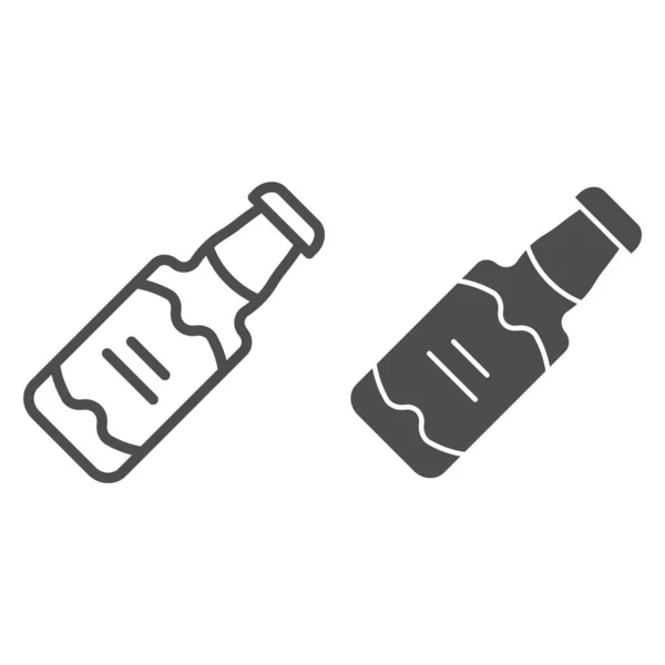 Linka láhve od piva a ikona glyfu. Alkohol láhev vektorové ilustrace izolované na bílém. Návrh ležáckého stylu, určený pro web a aplikaci. Eps 10. — Stockový vektor