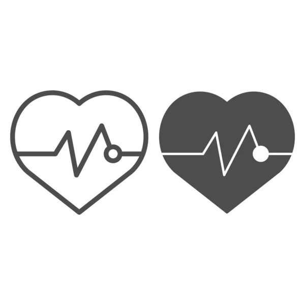 Heartbeat line and glyph icon. Pulse vector illustration isolated on white. Cardiogram outline style design, designed for web and app. Eps 10. — Stock Vector