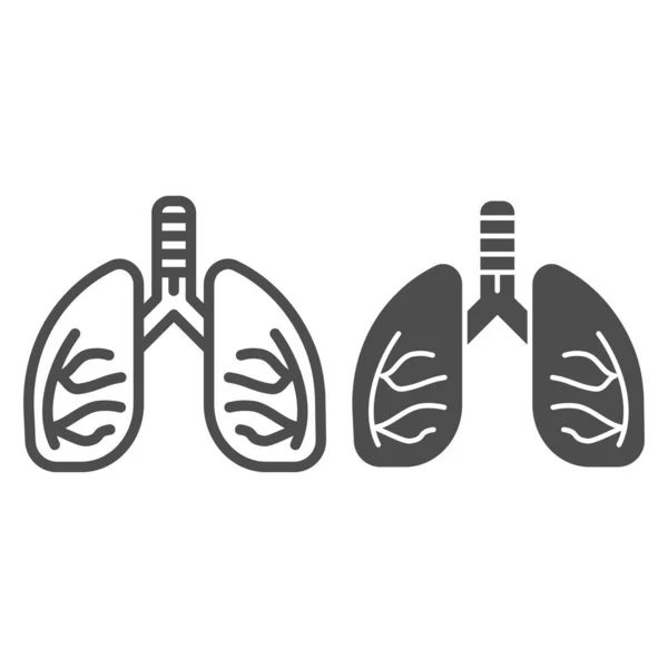 Línea de los pulmones y el icono del glifo. Ilustración de vectores de anatomía humana aislada en blanco. Diseño de estilo de esquema de órgano, diseñado para web y aplicación. Eps 10 . — Archivo Imágenes Vectoriales