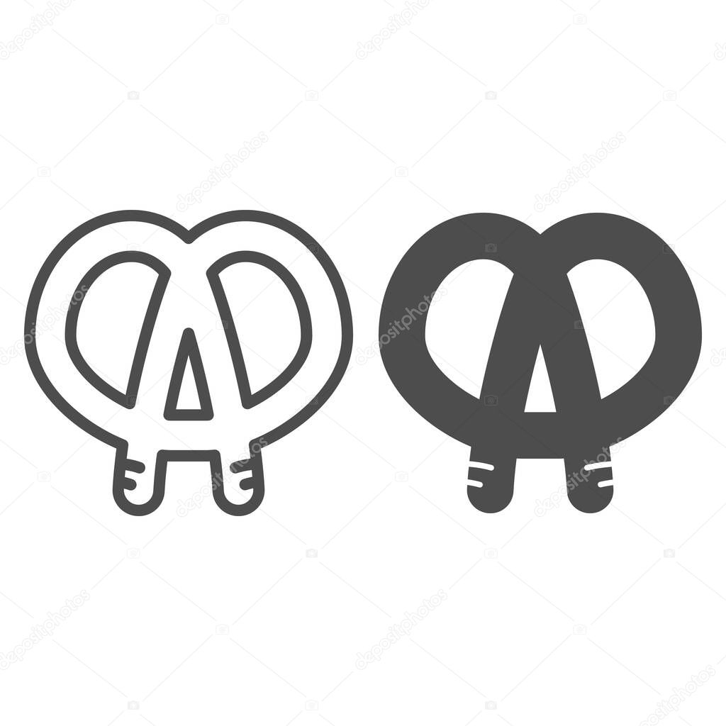 Pretzel line and glyph icon. Bakery vector illustration isolated on white. Pastry outline style design, designed for web and app. Eps 10.